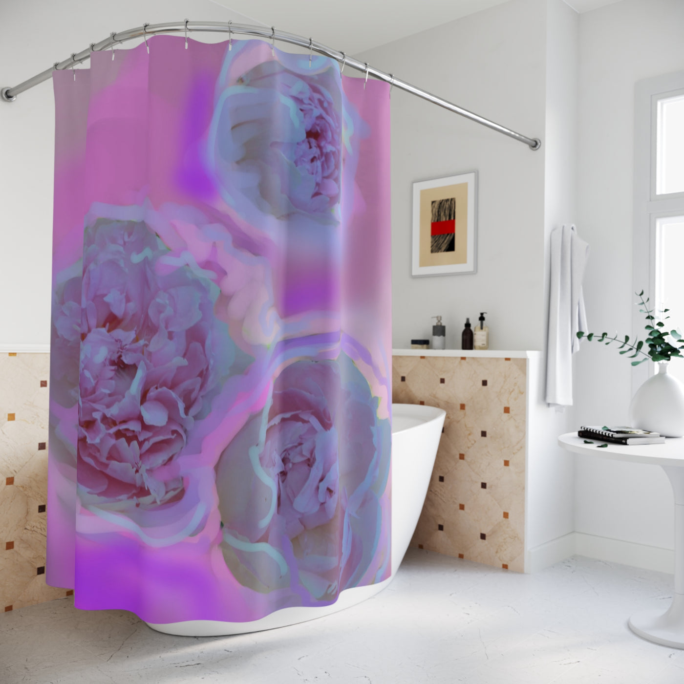 Elegant Floral Shower Curtain - Pink & Purple Peony Design for a Stylish Bathroom