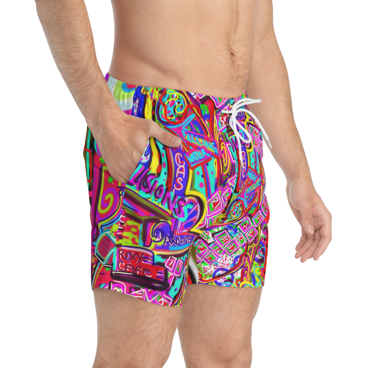 Vibrant Illusions Swim Trunks - Colorful Beachwear for Fun in the Sun