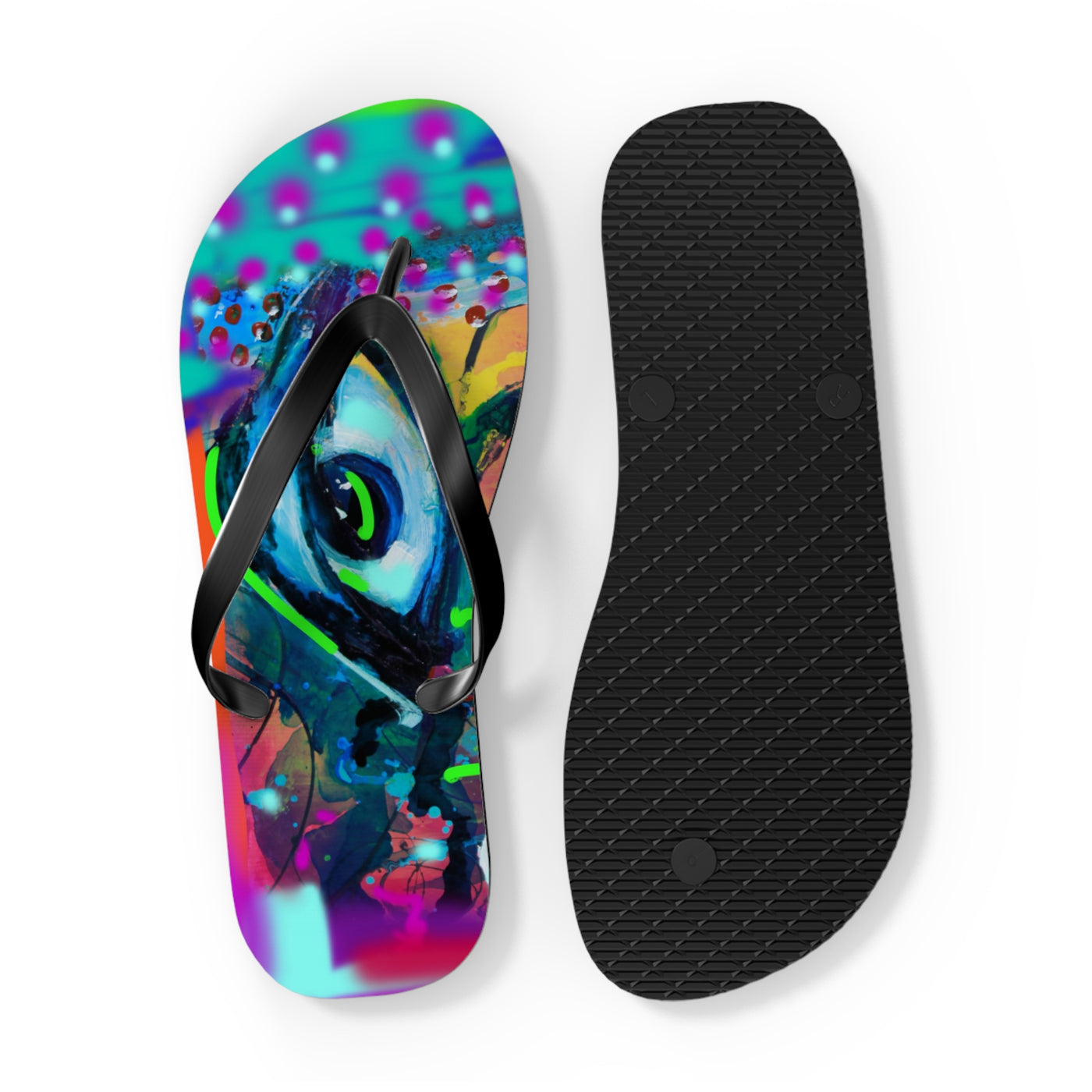 Vibrant Artistic Flip Flops - Colorful Summer Footwear