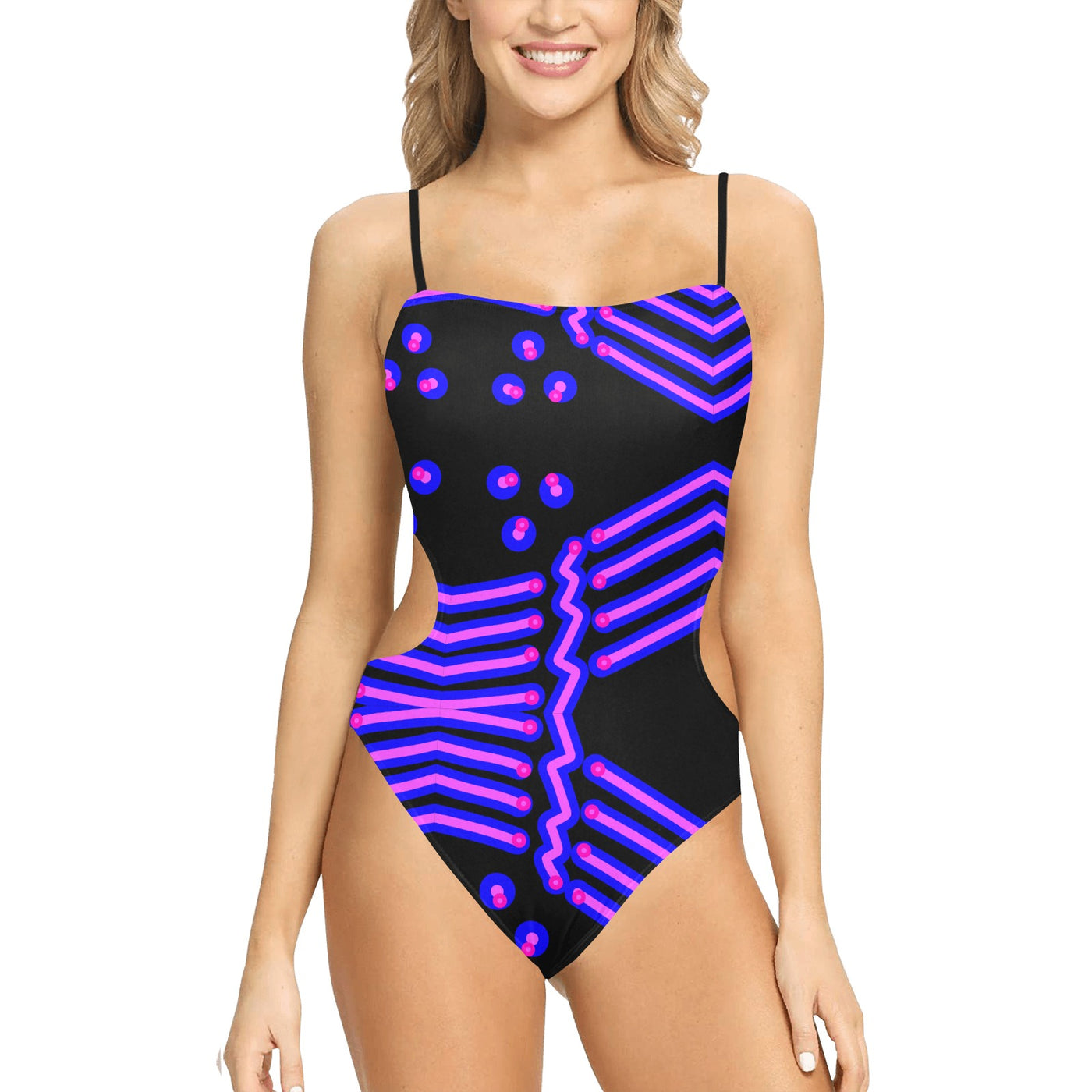 Women's Spaghetti Strap Cut Out Sides Swimsuit