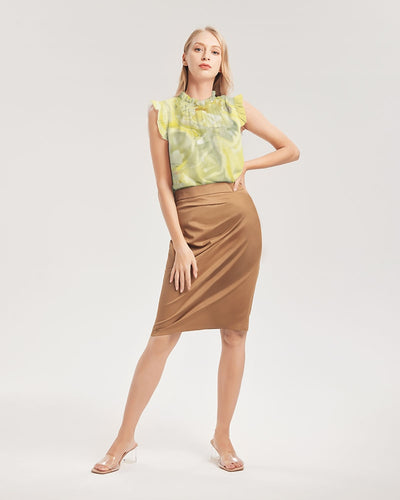 Yellow Peony Women's Ruffle Sleeve Top