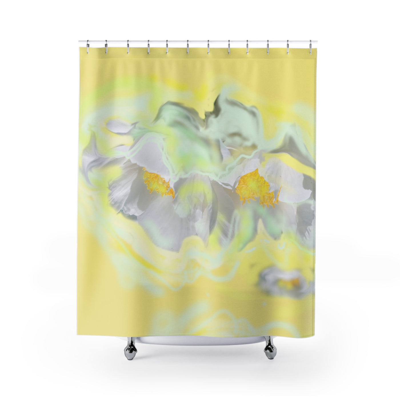Soft Floral Shower Curtain - Yellow Floral Design for Bright Bathrooms