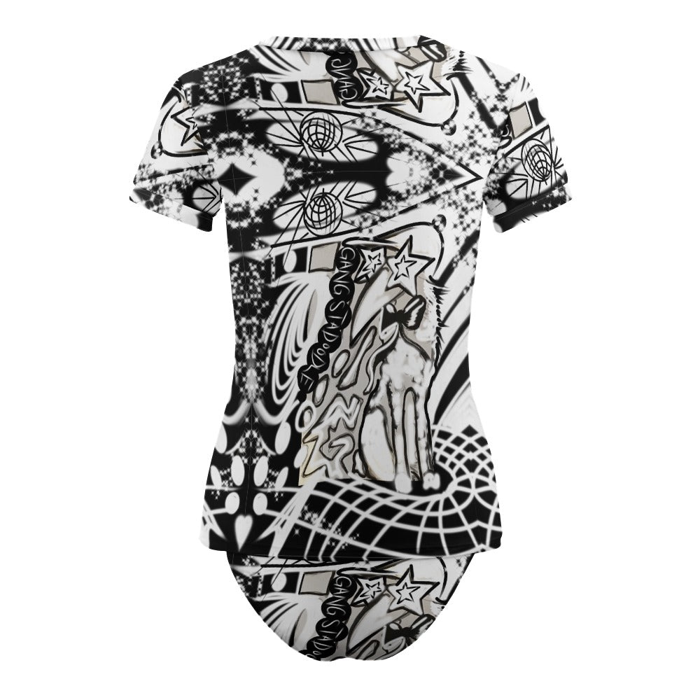 Short Sleeve Two Piece Bikini Swimsuit