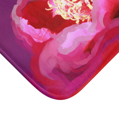 Floral Elegance Bath Mat - Vibrant Pink Peony Design for a Luxurious Bathroom Upgrade