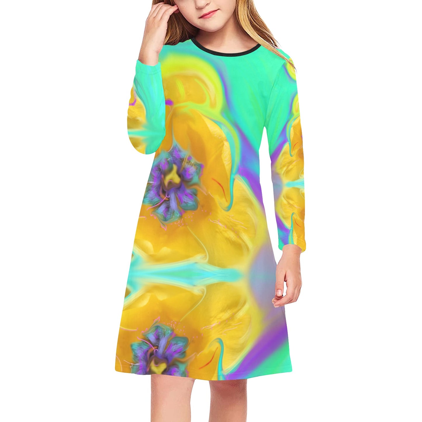 Langärmliges Kleid für Mädchen