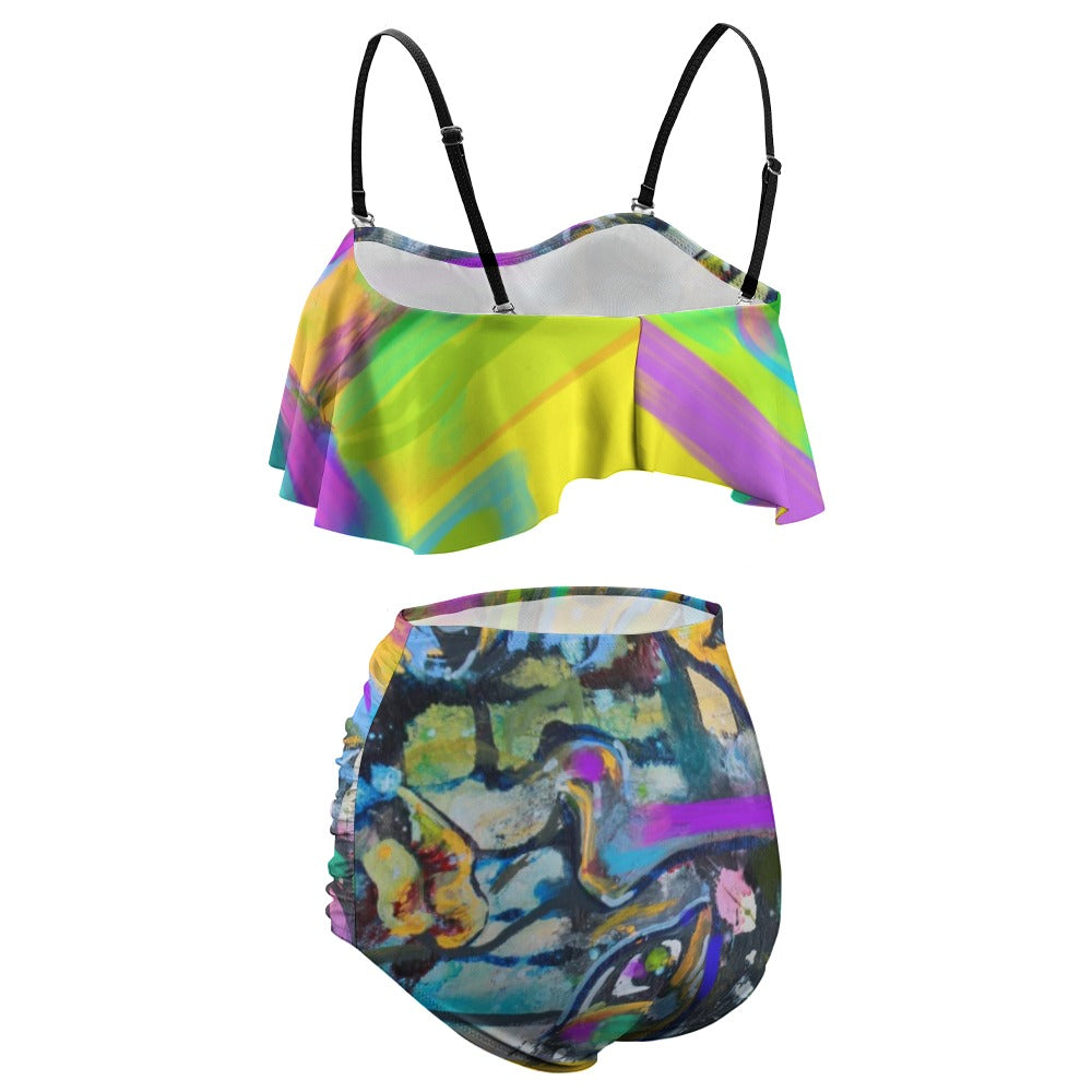 Colorful Ladies Loose Top Bikini Swimsuit