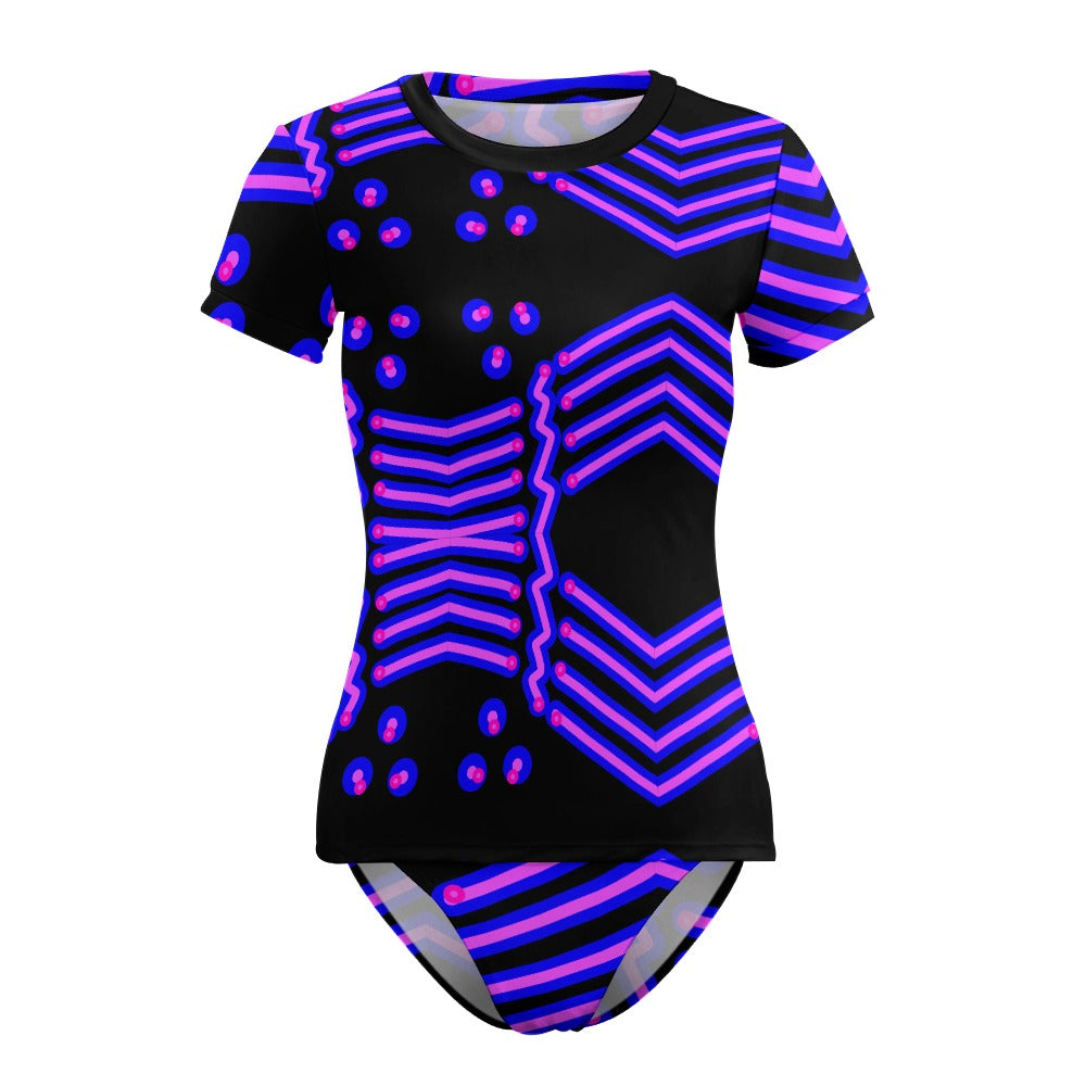 Short Sleeve Two Piece Bikini Swimsuit