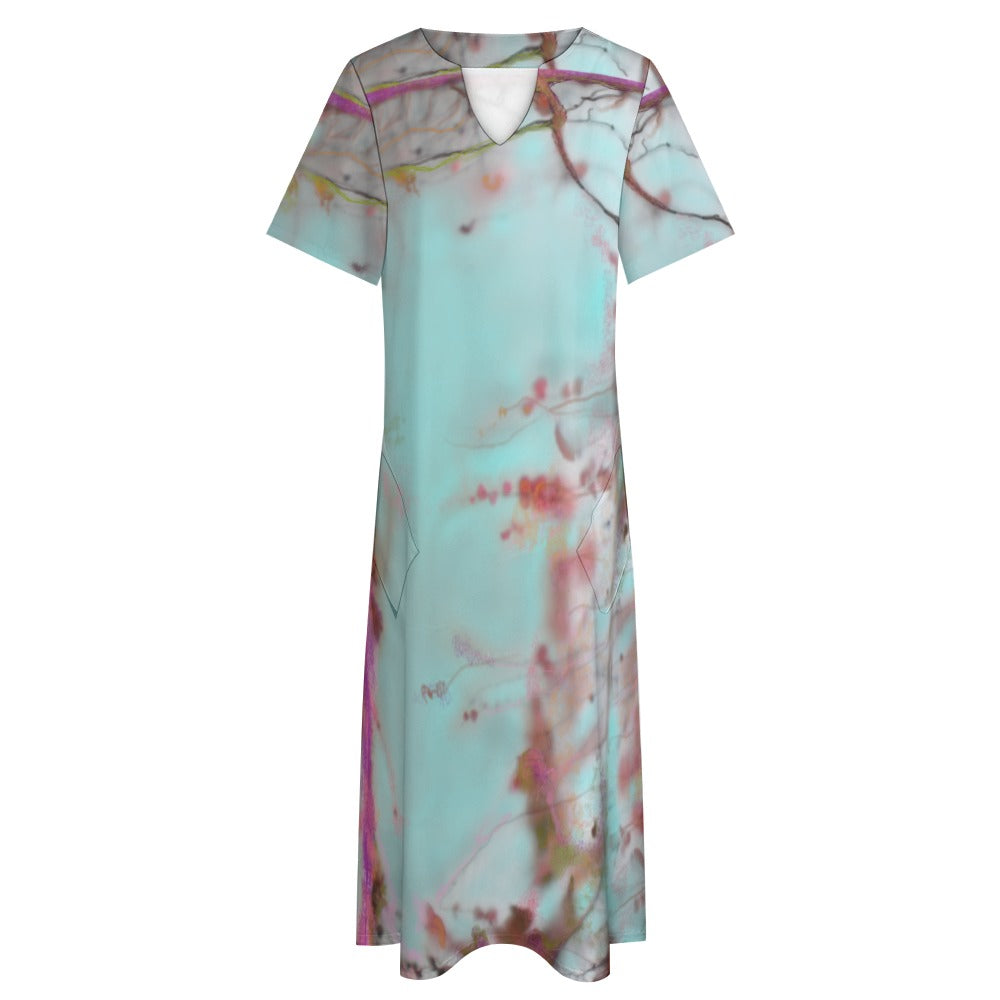 Short sleeve, artistic dress with pockets