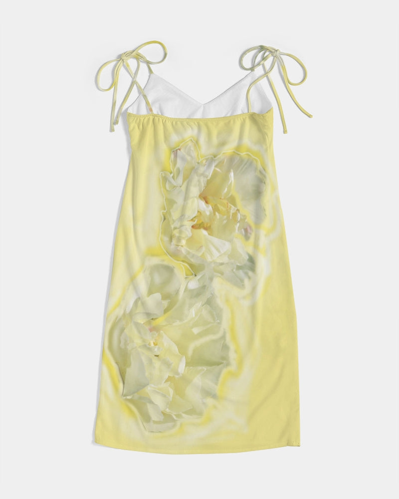 Yellow Peony Women's  Tie Strap Split Dress