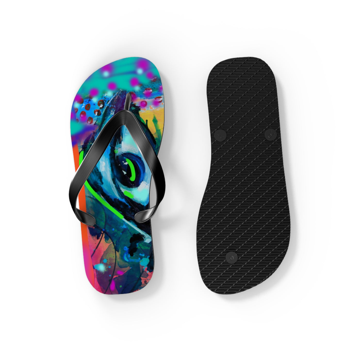 Vibrant Artistic Flip Flops - Colorful Summer Footwear