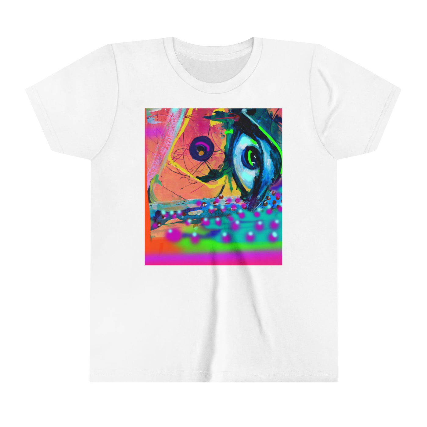 Vibrant Youth Short Sleeve Tee - Colorful Abstract Art Design