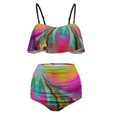 Colorful Ladies Loose Top Bikini Swimsuit