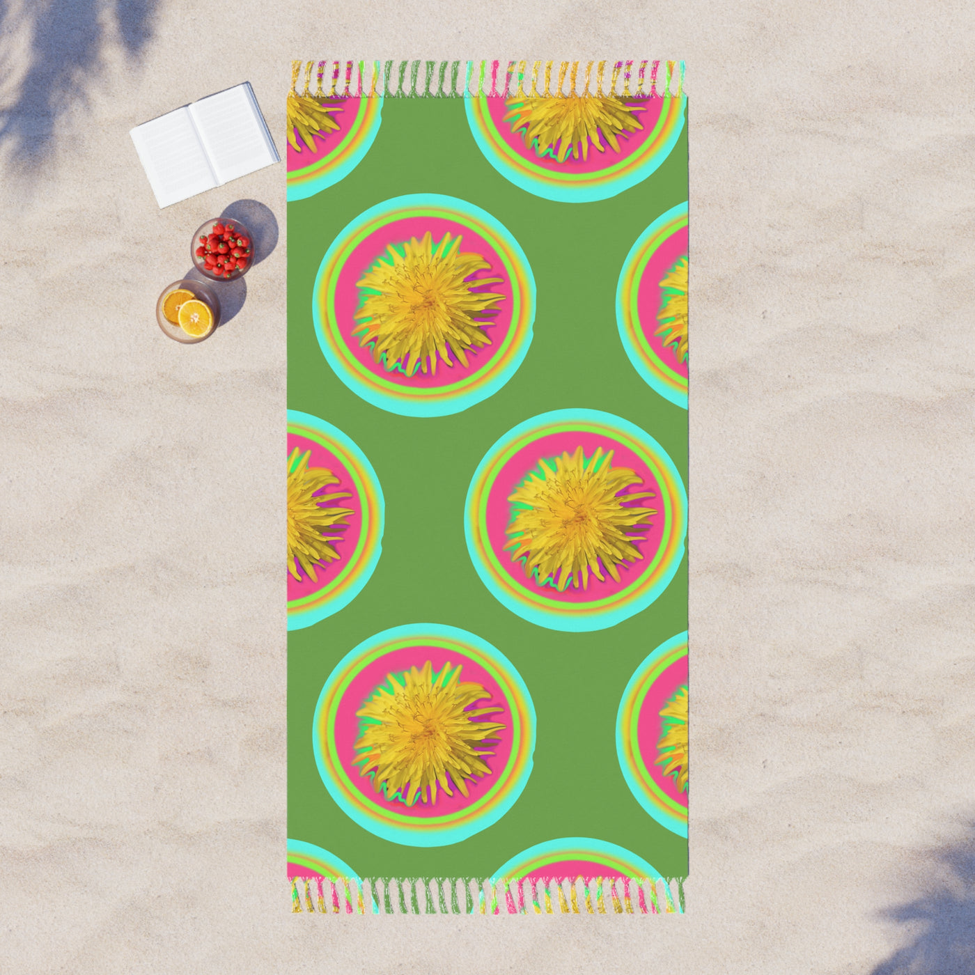 Boho Beach Towel with Vibrant Floral Design – Perfect for Summer and Outdoor Fun