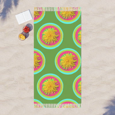 Boho Beach Towel with Vibrant Floral Design – Perfect for Summer and Outdoor Fun