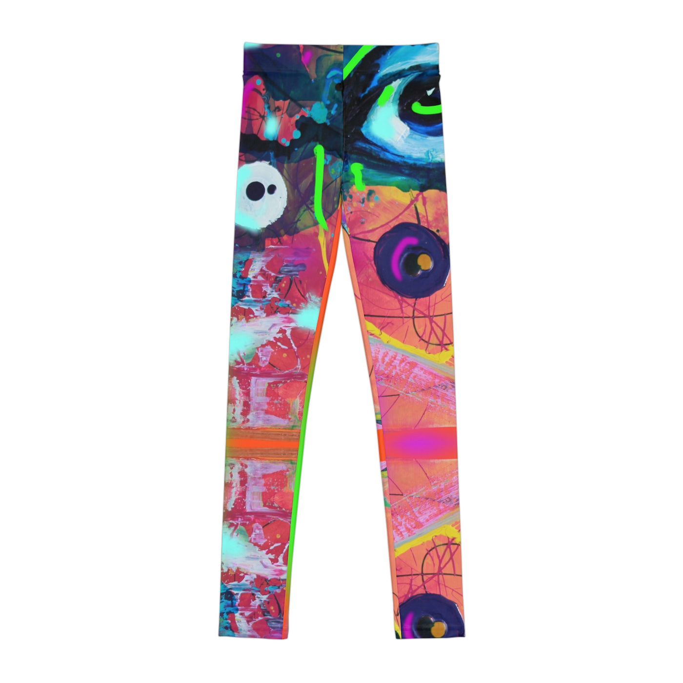 Vibrant Youth Leggings with Abstract Art - Colorful Fitness Apparel