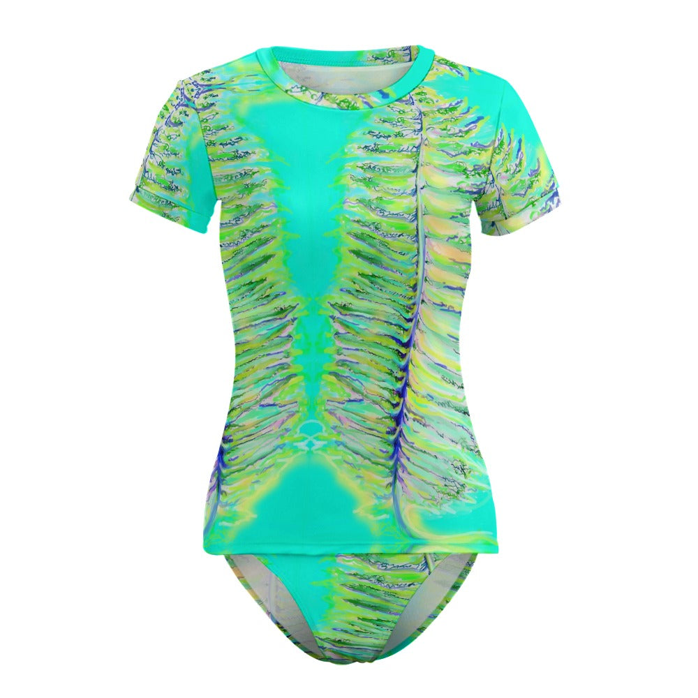 Short Sleeve Two Piece Bikini Swimsuit