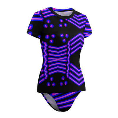 Short Sleeve Two Piece Bikini Swimsuit