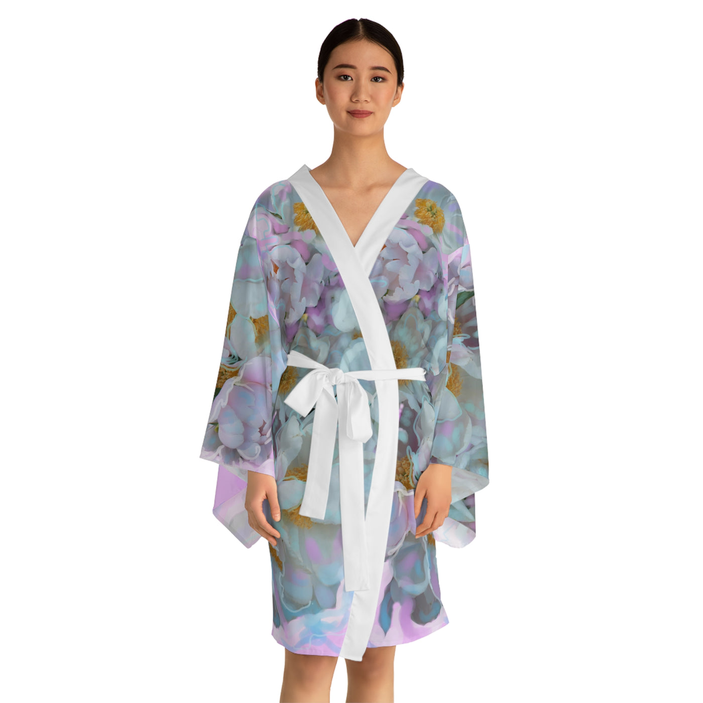 Floral Long Sleeve Kimono Robe - Elegant Floral Design for Relaxation and Style