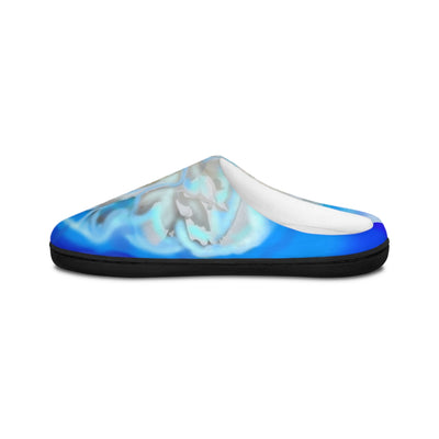 Men's Floral Indoor Slippers - Cozy Lounge Footwear with Serene Blue Design