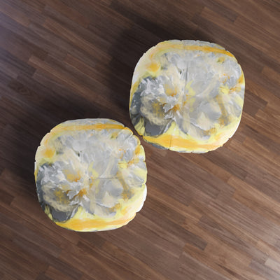 Floral Tufted Floor Pillow - Cozy Round Cushion for Home Decor