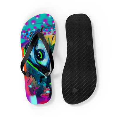 Vibrant Artistic Flip Flops - Colorful Summer Footwear