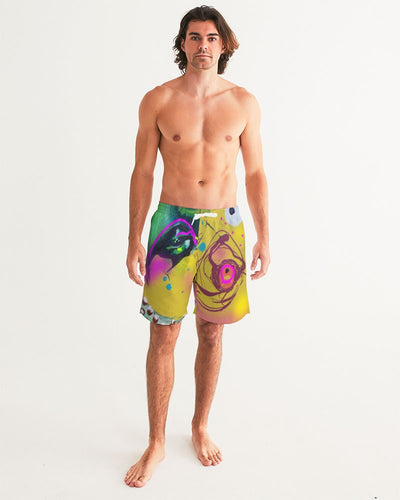 Abstract Yellow Men's Swim Trunk
