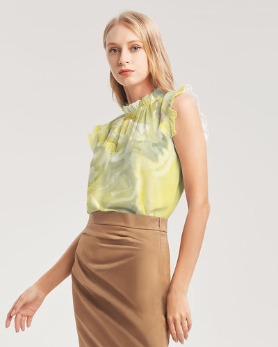 Yellow Peony Women's Ruffle Sleeve Top