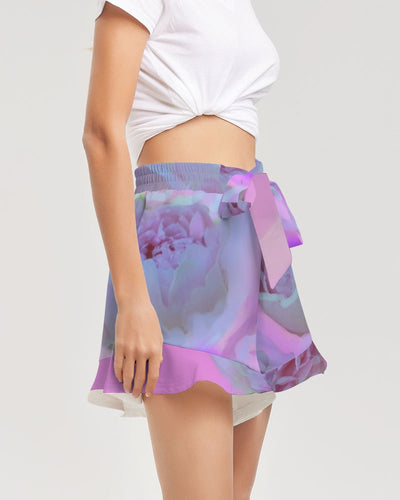 Peony Floral Women's All-Over Print Ruffle Shorts