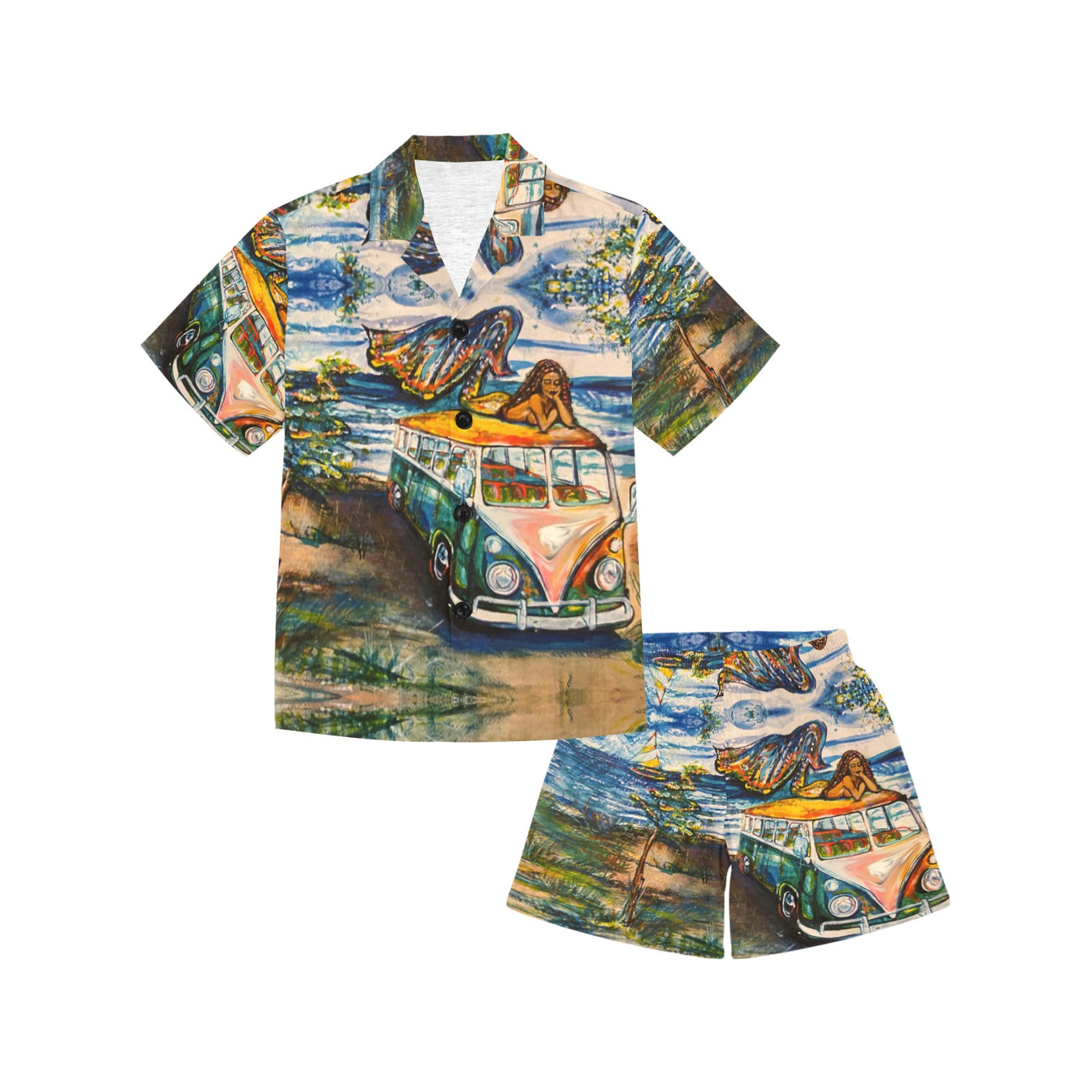 Little Boys' mermaid V-Neck Short Set