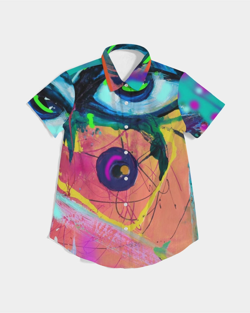 Eye Abstraction Women's Short Sleeve Button Up