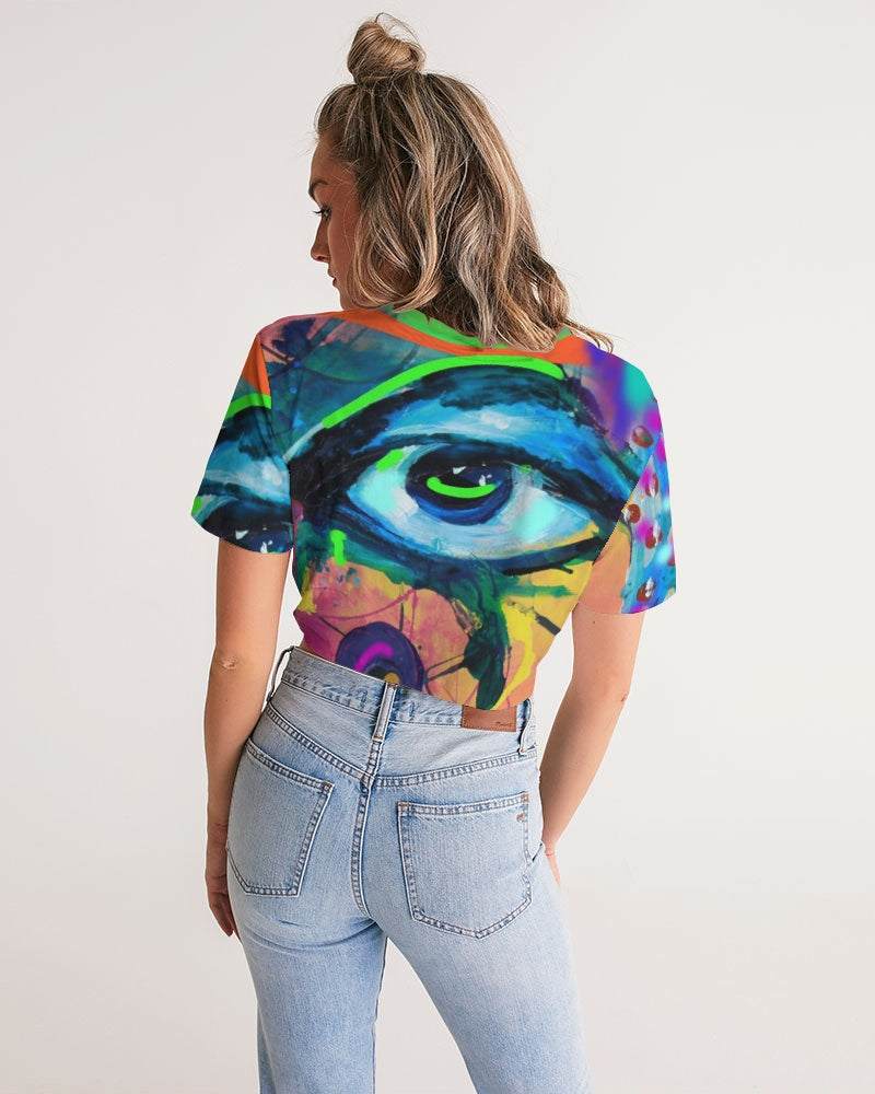 Eye Abstraction Women's Twist-Front Cropped Tee