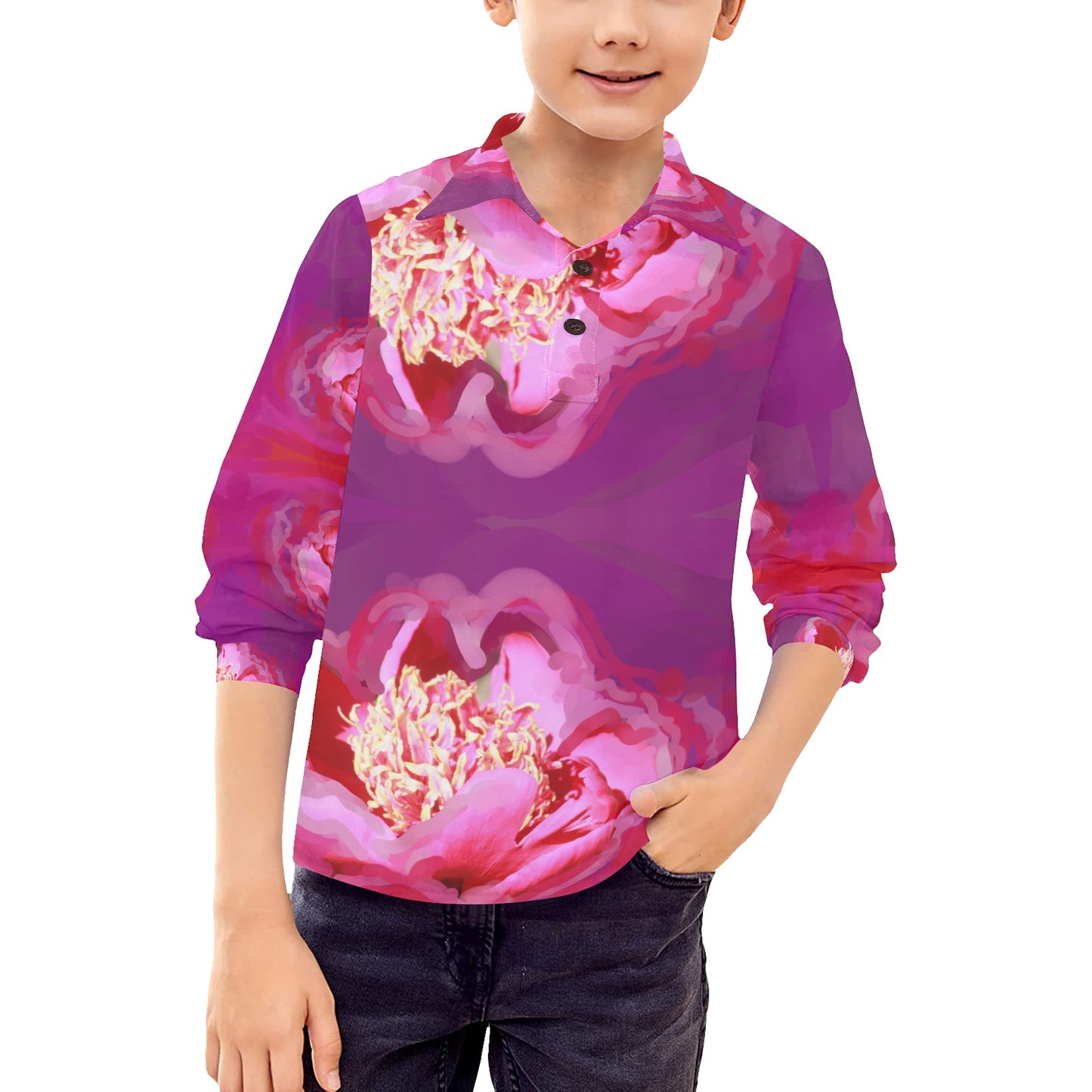 Langärmliges Poloshirt für große Jungen