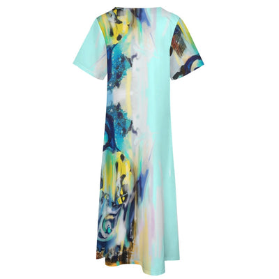 Short sleeved loose fitting dress with pockets