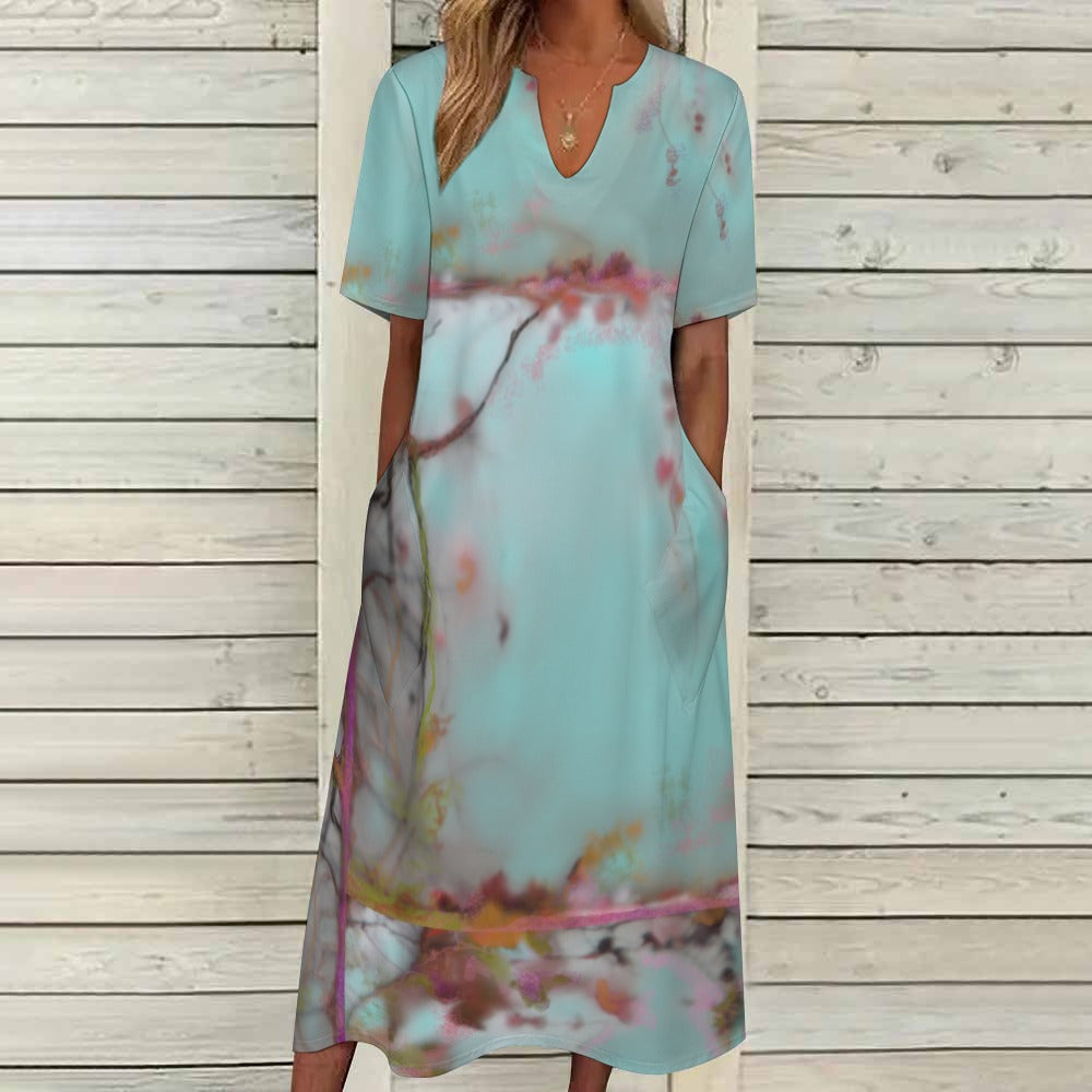 Short sleeve, artistic dress with pockets