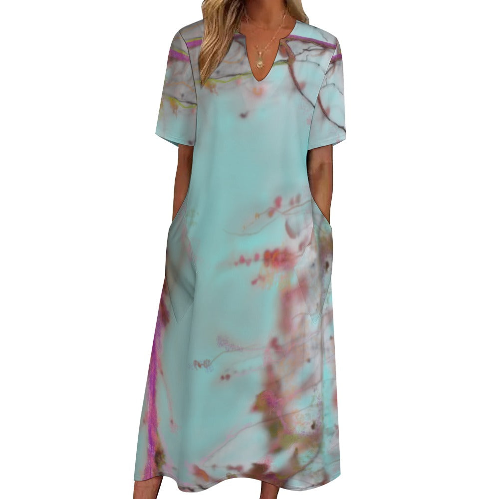 Short sleeve, artistic dress with pockets