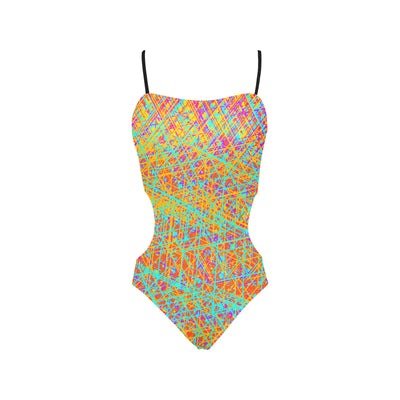 Women's Spaghetti Strap Cut Out Sides Swimsuit