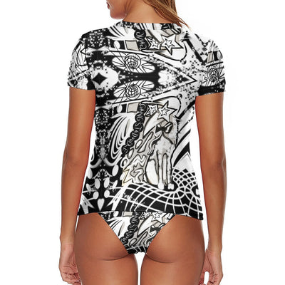 Short Sleeve Two Piece Bikini Swimsuit