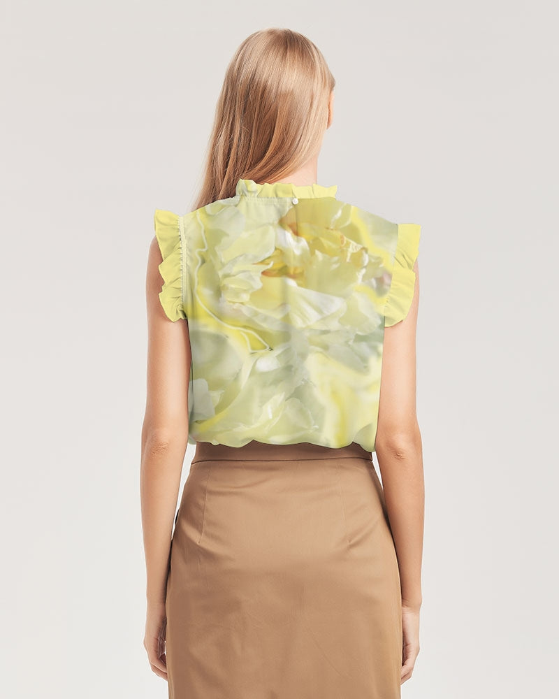 Yellow Peony Women's Ruffle Sleeve Top