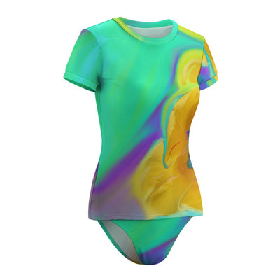 Short Sleeve Two Piece Bikini Swimsuit