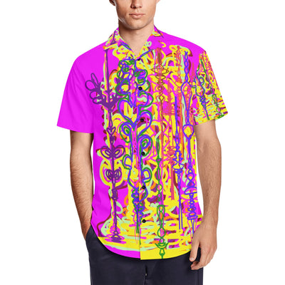 Men's Short Sleeve Shirt With Lapel Collar