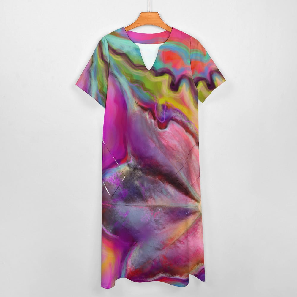 Short sleeve, artistic dress with pockets