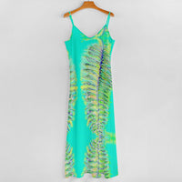 Abstract Floral Sling Ankle Long Dress — Original Artwork | ArtistDione