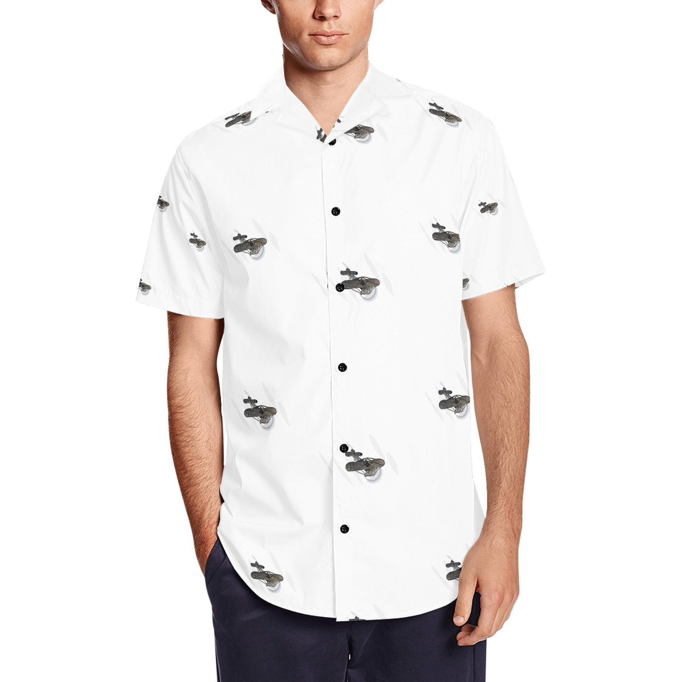 Men's Short Sleeve Shirt With Lapel Collar
