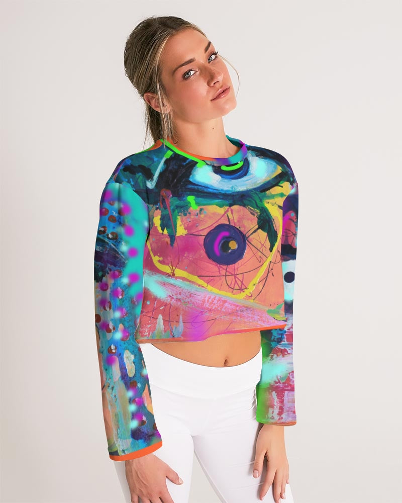 Eye Abstraction Women's All-Over Print Cropped Sweatshirt