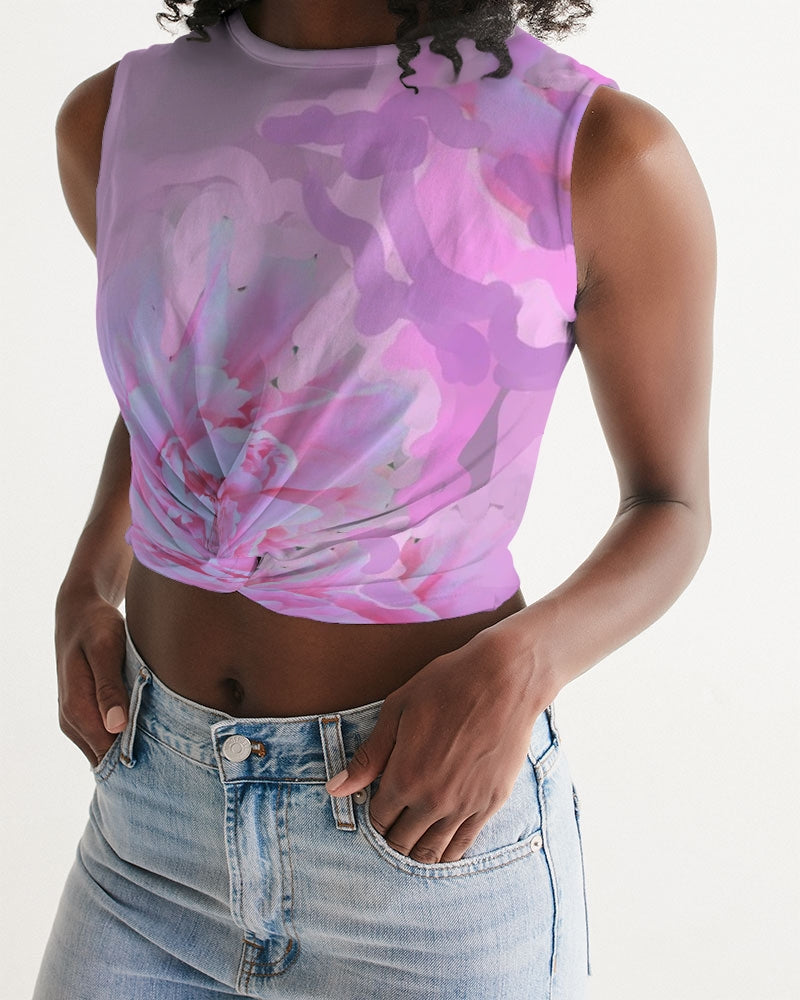 Pink Peony Women's Twist-Front Tank