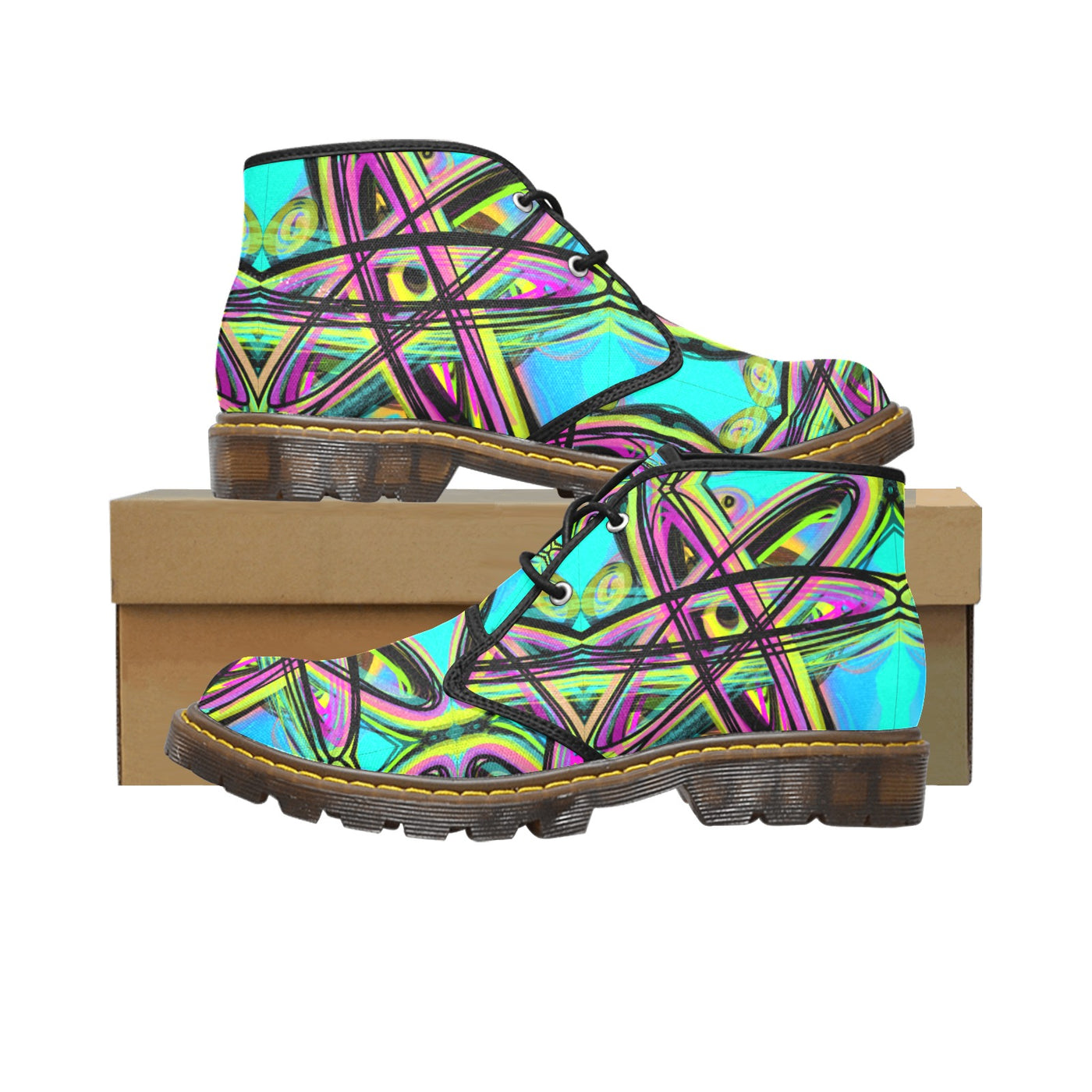 Men's Canvas Chukka Boots abstract art