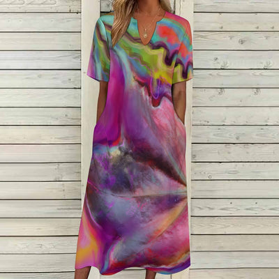 Short sleeve, artistic dress with pockets