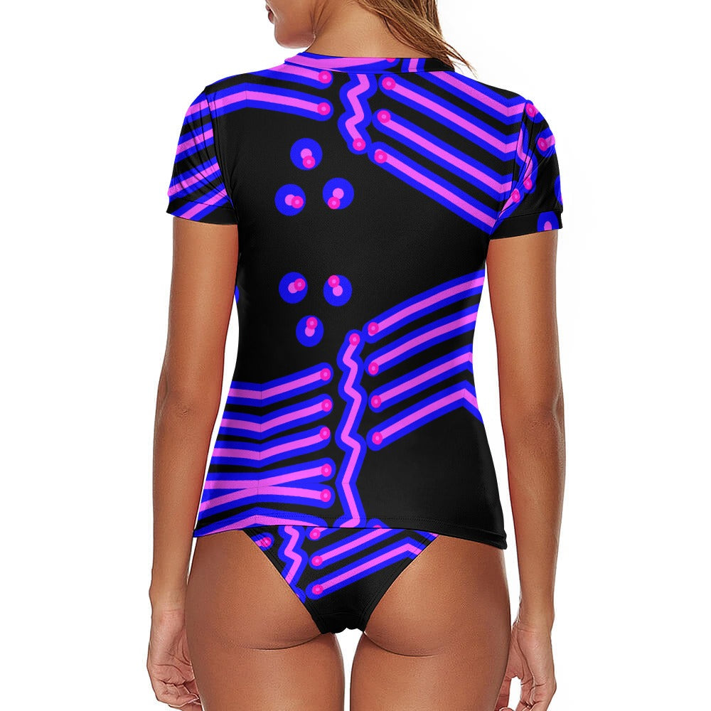 Short Sleeve Two Piece Bikini Swimsuit