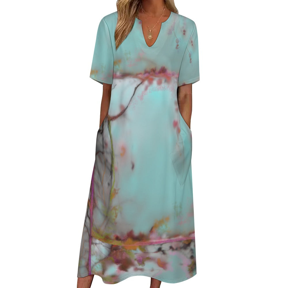 Short sleeve, artistic dress with pockets