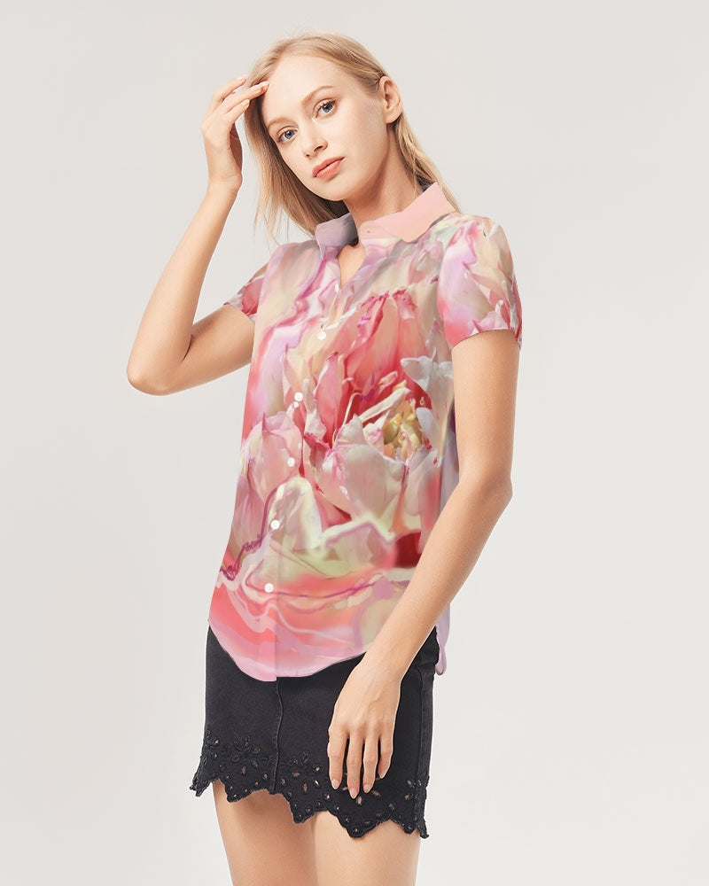 Women's Short Sleeve Button Up